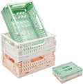 3 Pack Mini Plastic Storage Basket for Shelf Organizing,Collapsible Crate Folding Storage Bin for Desk Organizer Stackable Containers for Home Kitchen Classroom Office Bathroom Storage(5.9x3.9x2.2") by Unknown