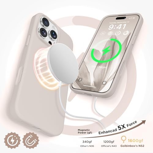GolbinBox Magnetic for iPhone 16 Pro Max Case, Silicone Cover, Stone - Image 3