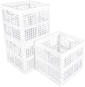 Eslite 3-Pack Collapsible Plastic Storage Crates,Foldable Crates for Storage,16L (White) by Eslite