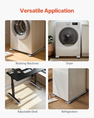 VEVOR Appliance Rollers Heavy Duty, Extendable Appliance Rollers Mobile Washing Machine Base, Mini Fridge Stand Moving Cart for Refrigerators, Dryers, Dishwashers, White - Image 6