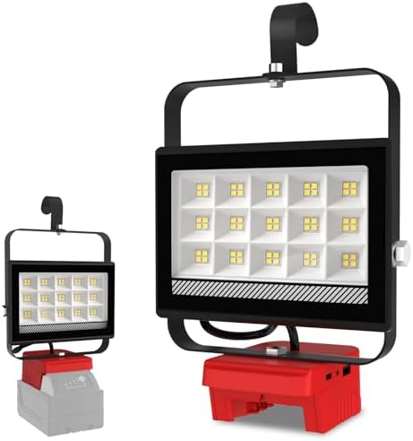 T-SUN 60W Cordless Work Light Compatible with Milwaukee 18V/20V Battery by T-SUN