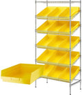 Heavy-Duty Commercial Chrome Storage Shelving Unit 18" x 36" x 74" with 15 Bins - Metal Utility Rack for Tool Organization, Wire Storage Shelf for Office, Warehouse, Garage, and Workshop - Yellow by Zedfire
