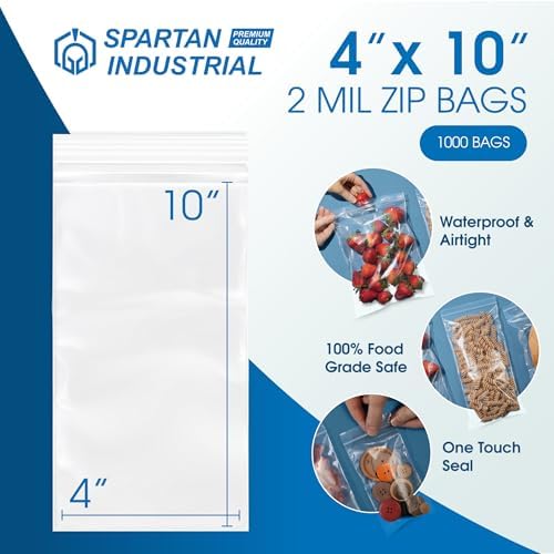 4” X 10” (1000 Count) 2 Mil Clear Reclosable Zip Plastic Poly Bags - Image 2