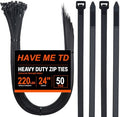 Large Zip Ties 24 inch,50 Pack Long Zip Ties Heavy Duty Big Black Cable Ties with 220 lb Tensile Strength. by HAVEMETD