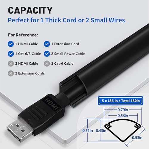 ZhiYo 15ft Corner Cable Hider for 1 Cord, Hide Wires on Wall Corner, Black - Image 2