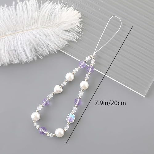 Beaded Phone Charm Lanyard Strap Girly Style Fixed Beads Pearl Lanyards - Image 5