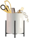 Black Pencil Cup Sturdy Metal Frame with White Ceramic Pen Holder For Desks and Kitchen Appliance holders by SIEBOLD