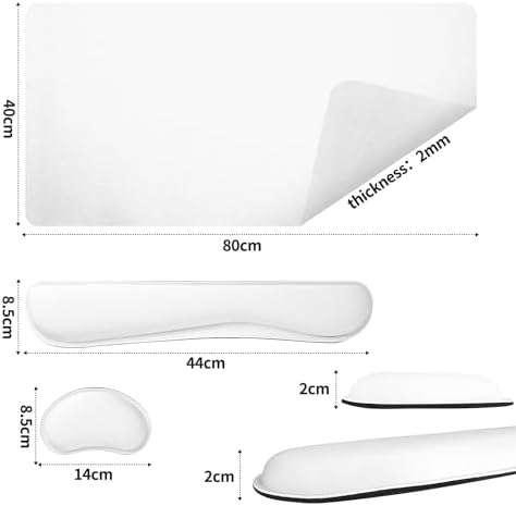 Bloss Leather Desk Pad and Keyboard Wrist Rest, Large Mouse Pad + Keyboard Pad+Mouse Wrist Support, Non-Slip Desk Mat Protector for Office, Home (35.4×15.7 Inches,White) - Image 3