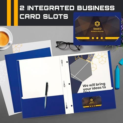 Better Office Products Blue Paper 2 Pocket Folders with Prongs, 50 Pack, Matte Texture, Letter Size Paper Folders, 50 Pack, with 3 Metal Prong Fastener Clips, Blue - Image 4
