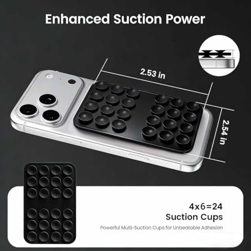 (2 Pack) Upgraded Double Sided Silicone Suction Cup Phone Case Mount, Black - Image 3
