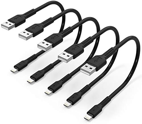 1ft iPhone Charge Cable Short, 5Pack USB to Lightning Cord for Fast Charging Stations 1 Foot Compatible with Apple iPhone 12 11 Pro Max Xs 8 7 6 5 Plus, iPad Air/Mini by ULIFTUS