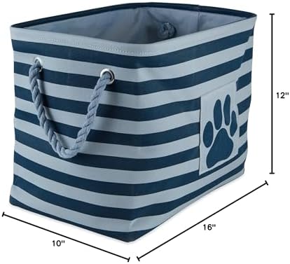 Bone Dry 5743 Pet Storage Collection Striped Paw Patch Bin, Medium Rectangle, Dark Navy - Image 3