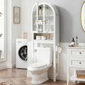 HMstone Over The Toilet Storage Cabinet, Arched Bathroom Organizer and Storage with Acrylic Doors and Adjustable Shelf, Space-Saving Freestanding Bathroom Modern Storage Cabinet Over Toilet, White by HMstone