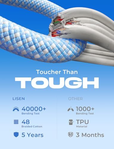 LISEN USB C to USB C Cable, 240W PS/2 Fast Charging Cable (6.6FT+6.6FT) - Image 5
