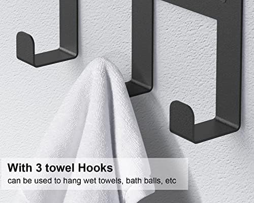 Roll Towel Racks for Bathroom, Bethom Small Wall Shelf with Hooks, Black - Image 5