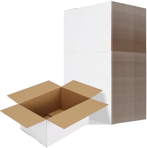 RLAVBL 10x7x5 Shipping Boxes Set of 30, White Corrugated Cardboard Box for Packing, Mailing, Business by RLAVBL