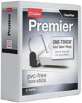 Cardinal 3 Ring Binder, Binders for School and Office, Durable 4 Inch Premier Easy Open Binder, ONE-Touch Locking Slant-D Rings, 880-Sheet Capacity, ClearVue Cover, PVC-Free, White (10340CB) by TOPSProducts