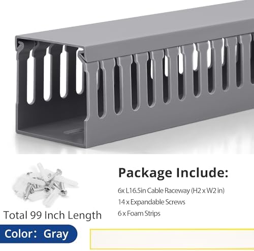 2" H x 2" W Cable Raceway, 99in Under Desk Wire Management Channel, Grey - Image 5