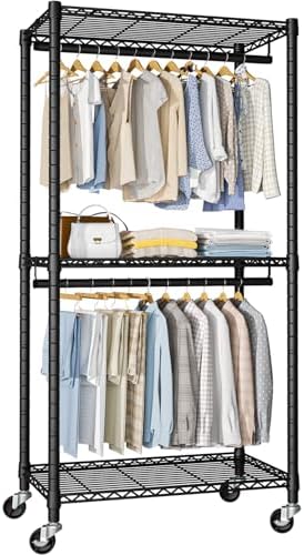 FUTASSI Heavy-Duty Portable Closet, 30"W x 14"D x 76"H, Black, Carbon Steel by FUTASSI