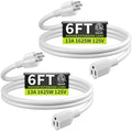 16/3 White Extension Cord 6FT 2Pack, Indoor, Short Extension Cord by Seeklyze