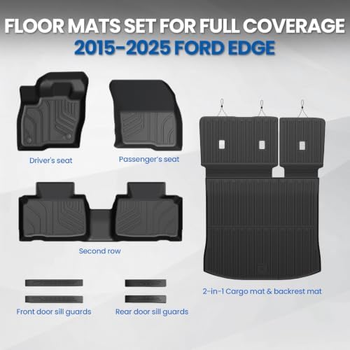 Floor Mats for Ford Edge 2015-2025, with Cargo Mat Backrest Mats - Image 2
