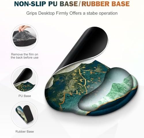 Gaming Mouse Pad, Large Desk Mat, Cute Desk Pad Protector, 4in1 XXL Mousepad +Keyboard Wrist Rest+Mouse Wrist Rest+Coaster Set with Ergonomic Desk Pad for Home Office Table Computer Green Mountain - Image 6