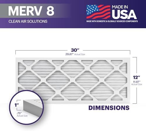 BNX TruFilter 12x30x1 Air Filter MERV 8 (4-Pack) - MADE IN USA – Dust & Pet Defense Electrostatic Pleated Air Conditioner HVAC AC Furnace Filters for Dust, Pet, Mold, Pollen MPR 600 – 700 & FPR 5 - Image 2
