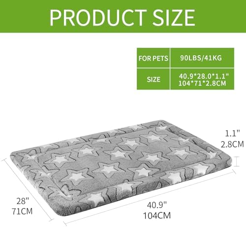 EMPSIGN Dog Crate Pad for 42"x28" Dog Crate, Star Pattern/Grey - Image 2