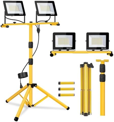 Work Lights with Stand, 14000 Lumen 2 Adjustable Heads LED Work Light by Unknown