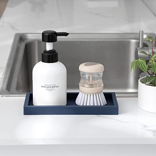 Silicone Bathroom Vanity Tray Dish Soap Holder Sink Organizer, Dark Blue - Image 2