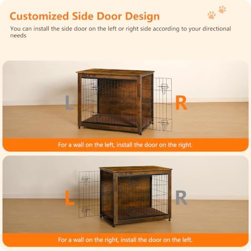 DWANTON 32.5" Dog Crate Furniture with Cushion, Wooden Kennel Table Indoor - Image 3