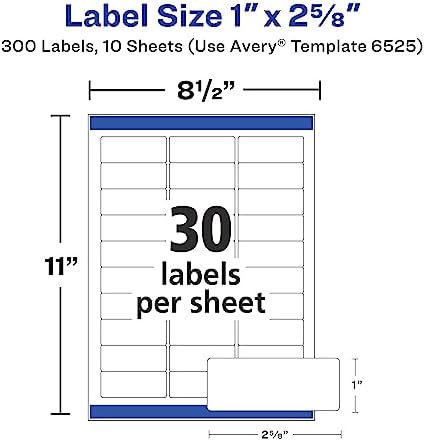 Avery Address Labels, Sure Feed and Easy Peel Technology, Glossy White Labels, 1" x 2-5/8", Permanent Adhesive, Laser/Inkjet, 300 Total (6525) - Image 6