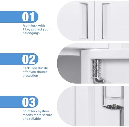 SUXXAN 71-Inch White Metal Storage Cabinet with Locking Doors - Image 7