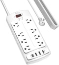 Surge Protector Power Strip - Nuetsa Flat Plug Extension Cord with 8 Outlets and 4 USB Ports, 20 Feet Power Cord, 2700 Joules, ETL Listed, White by Nuetsa