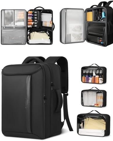 Tattoo Travel Case with 3 Inner Waterproof Removable Pouches, Tattoo Bag for Carrying Supplies, Stencil Printer and Equipment, Adjustable Dividers Tattoo Backpack, Gifts for Tattoo Artists (Bag Only) by AUROTIER