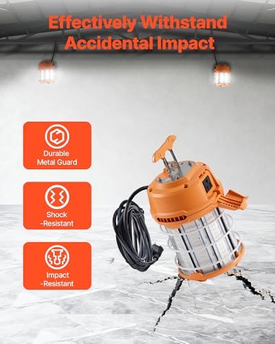 VEVOR LED Temporary Work Light, 100W, 14400 lm, 5000K Durable & Water-Resistant, Linkable up to 8 Units, Ceiling or Stand Job Site Illumination for Construction Sites, Workshops, Indoor & Outdoor Use - Image 5
