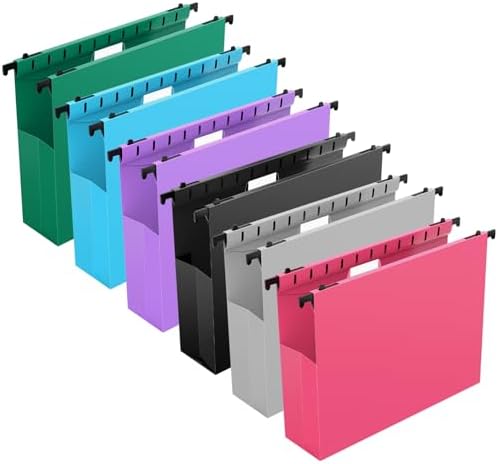 SHUTEX Extra Capacity Plastic Hanging File Folders,12 Pack,Letter, 6 Colors by Shutex