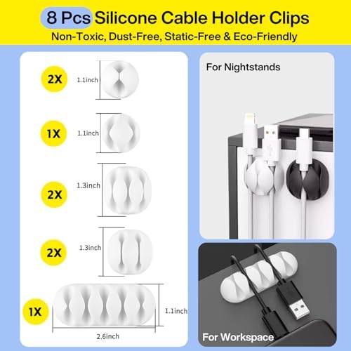 [313Pcs] Cable Management Kit, Reusable Computer Desk Cord Organizer, White - Image 3
