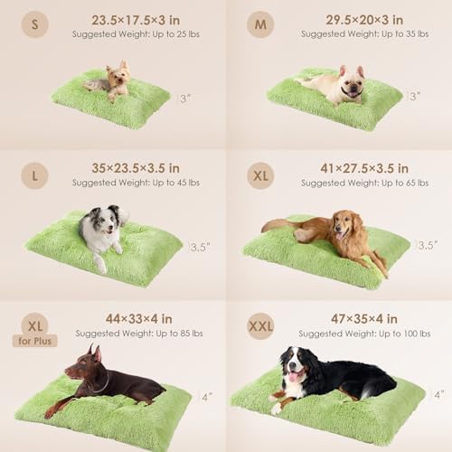 EHEYCIGA Fluffy Dog Crate Bed, Plush Extra Large Dog Pillow, Green - Image 3