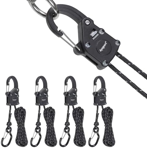 Ayaport Rope Tie Down Ratchet with Carabiner Clip 1/8" x 8', 4pcs by Ayaport