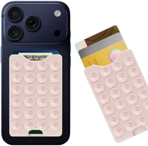 Suction Phone Card Holder Adhesive Mount,Up to 3 Cards,Chalk Pink by CukoHno