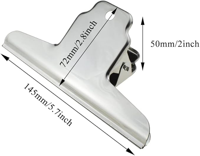 HAHIYO 5.7inch Silver Bulldog Clips Metal File Hinge Binder Clamps Save Space - Image 2