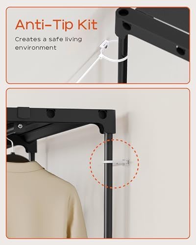 CASAMAYA Clothes Rack, Portable Closet, 54.3 Inch Large Capacity Wardrobe Closet, Clothes Storage Organizer with Shelves and 2 Hanging Rods, Easy to Assembly, Black PCT002B01 - Image 7