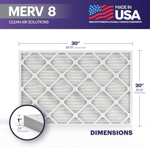 BNX TruFilter 20x30x1 Air Filter MERV 8 (4-Pack) - MADE IN USA – Dust & Pet Defense Electrostatic Pleated Air Conditioner HVAC AC Furnace Filters for Dust, Pet, Mold, Pollen MPR 600 – 700 & FPR 5 - Image 2