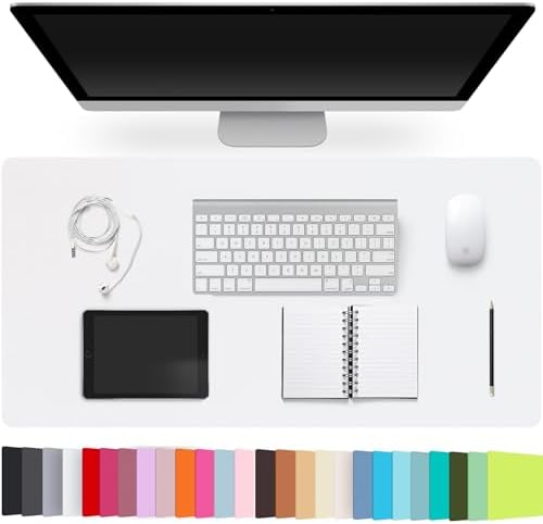 Leather Desk Pad Protector,Non-Slip Desk Pad(White, 31.5" x 15.7") by CADONO