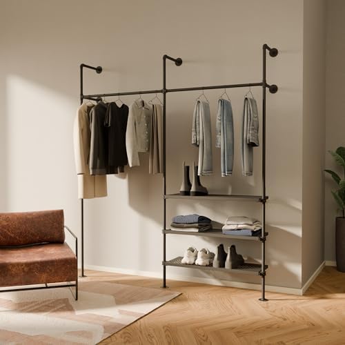 pamo Wall Mounted Clothing Rack with Metal Sheves – 79" W × 87" H, 529 lbs by pamo