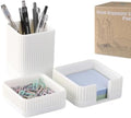 Aesthetic Desk Organizers and Accessories Set of 3 with Pen Holder,Paperclip Holder,Sticky Note Holder - Durable Plastic Pencil Holder for Office Women Men-Teacher Appreciation/Back-to-school Gift by Unknown