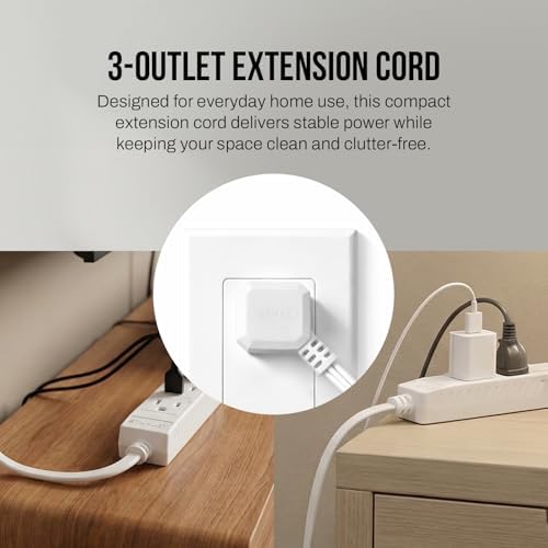 STANLEY CordMax Home Extension Cord 3 Grounded Outlets 9 Ft Flat Plug Design Flexible 125V/13A 1625W Cord ETL Listed White for Indoor Use - Image 3
