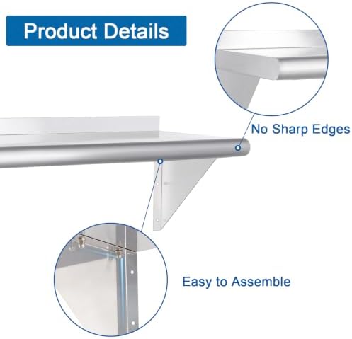 HARDURA Stainless Steel Shelf 14" x 48", 310lb Commercial - Image 6