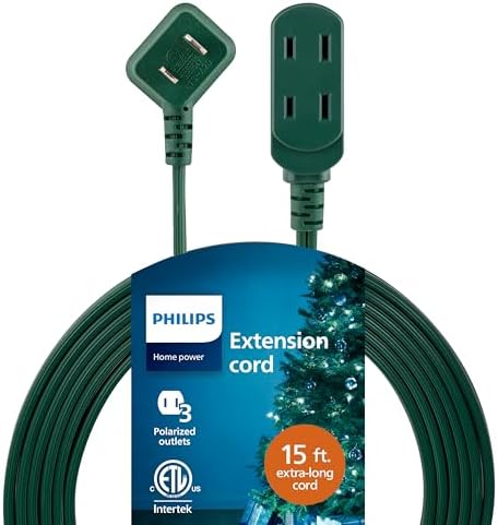 Philips Extension Cord, 15 Ft, 3-Outlet Flat Plug Extension Cord by Unknown